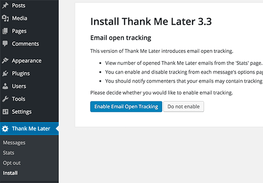 Setting up email open tracking