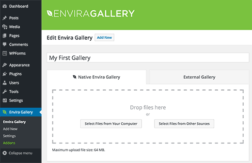 创建一个新的Envira Gallery