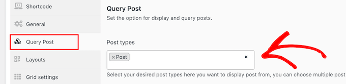 Set post query type settings