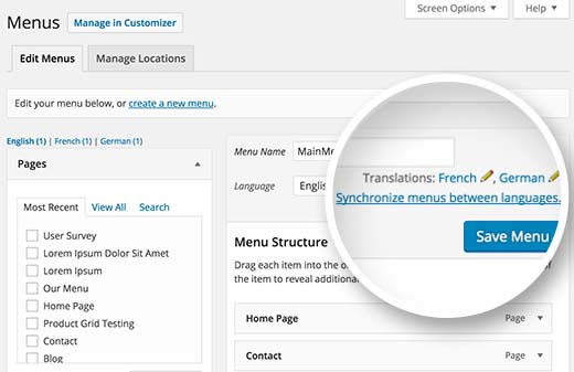 Traduci i menu in WordPress multilingue