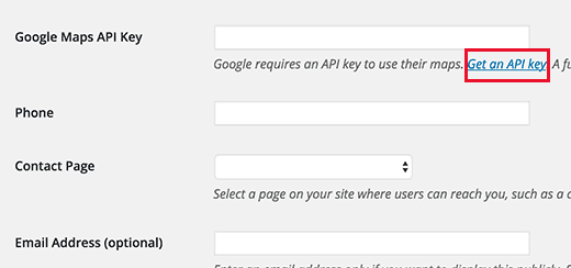 API key link