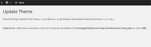 Maximum execution time error in WordPress