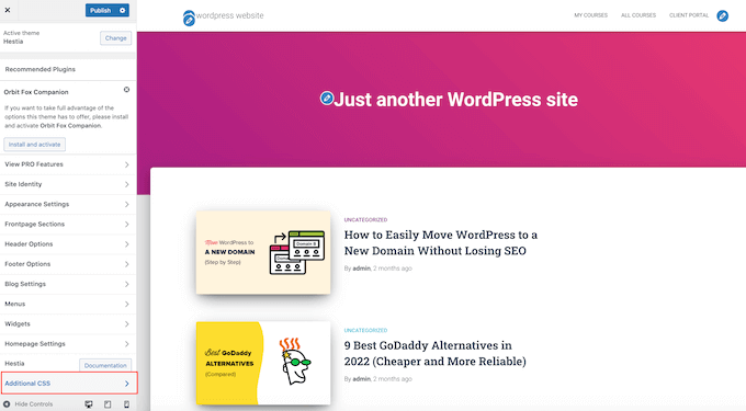 Добавление CSS с помощью WordPress customizer