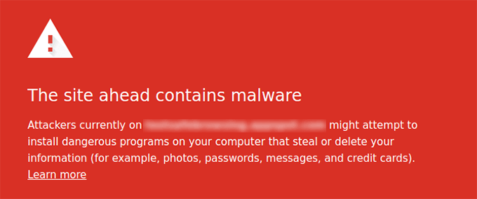 Google safe searching malware caution