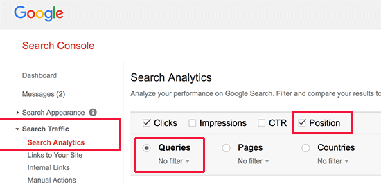 Search Analytics in Google Search Console