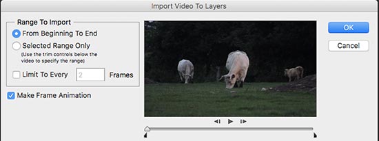 Импорт видео в слои