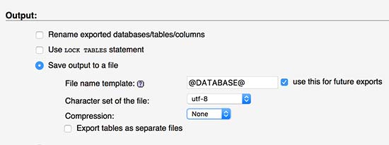 Output settings