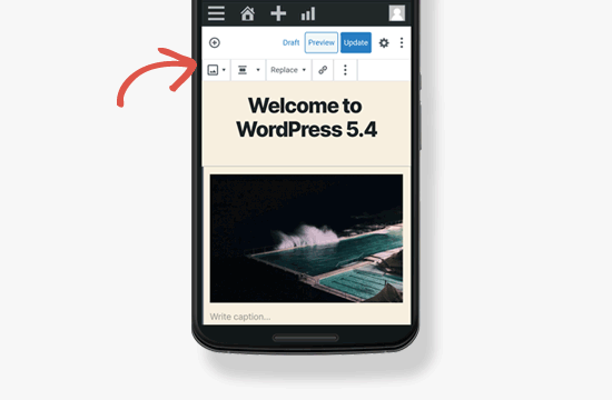 Mobile toolbar for block ediitor in WordPress 5.4