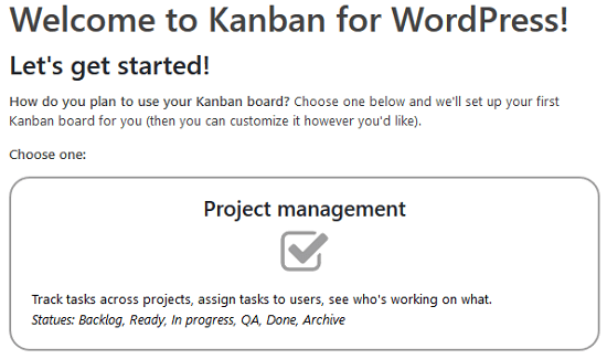Плагин Kanban Boards for WordPress - Типы канбан-досок