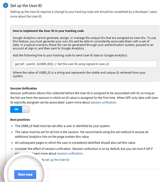 setting up user ID tracking