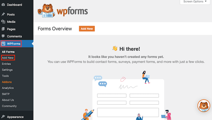 Creating a new WordPress form