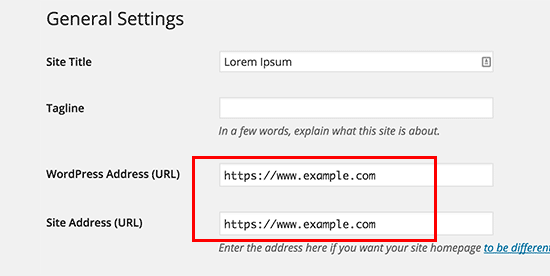 Update WordPress URLs