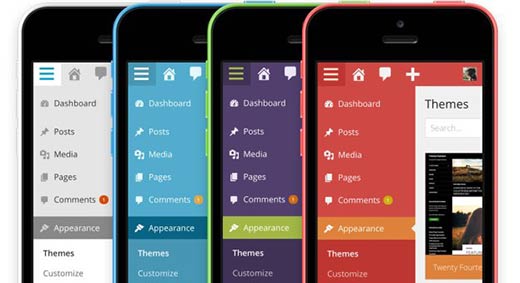 The History of WordPress - WordPress 3.8 admin color schemes on mobile devices