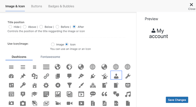 Adding a dashicon icon to a WordPress menu