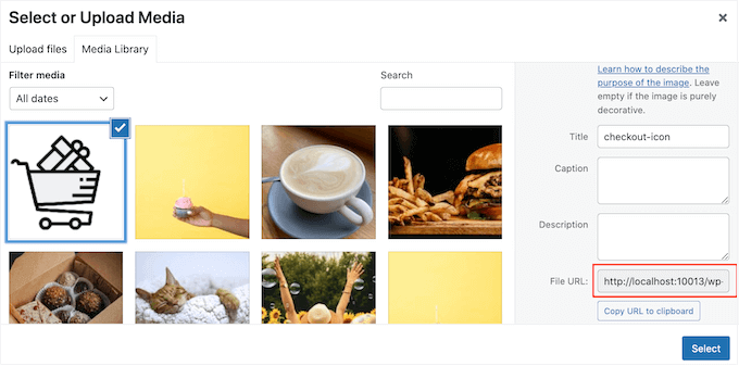 Get the URL of an image in the WordPress media library