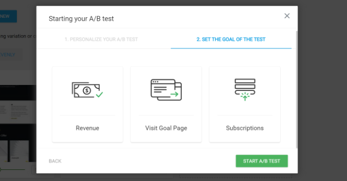 Select a goal for the test