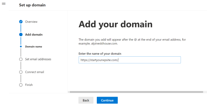 Enter your domain name