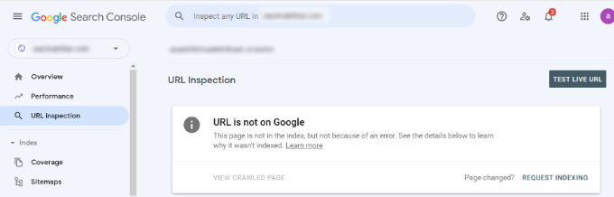 URL inspection tool