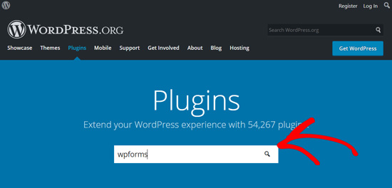 Поиск плагина WPForms в WordPress.org