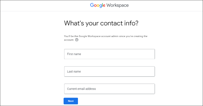 WebHostingExhibit enter-your-contact-info How to Setup a Professional Email Address With Gmail and Workspace  