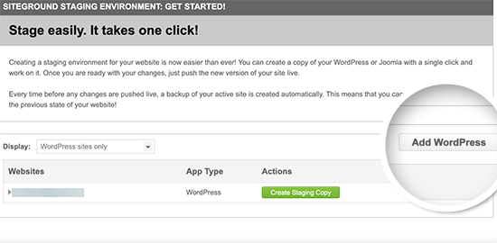 Add site to staging manager Add site to staging manager