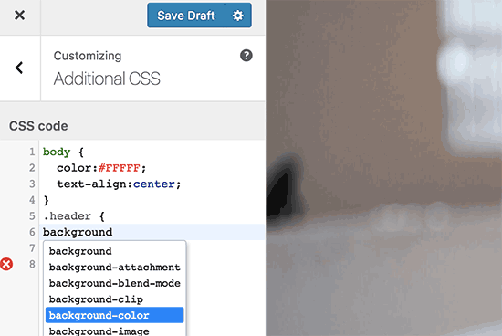 Adding custom CSS via theme customizer