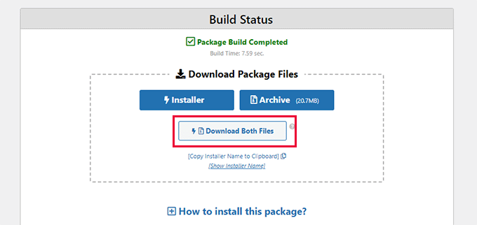 Download Duplicator package and installer to your computer
