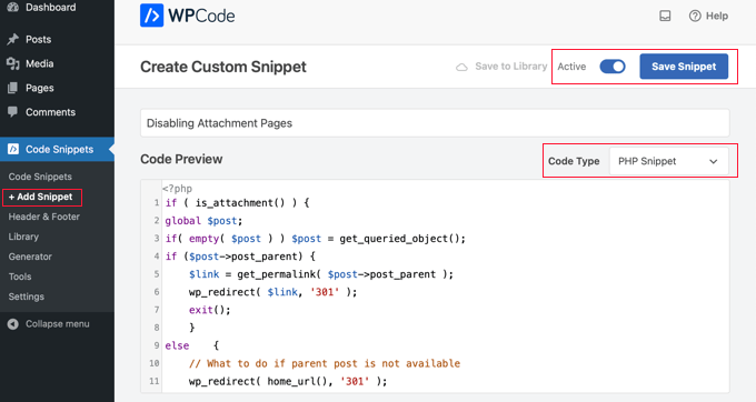 Adding a Code Snippet Using WPCode