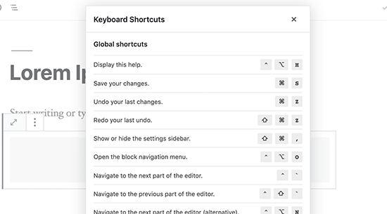 Using keyboard shortcuts
