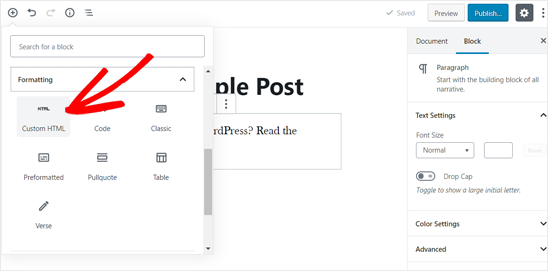 WordPress Post'a Özel HTML Bloğu Ekleme