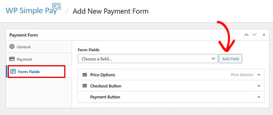 Add form fields with WP Simple Pay
