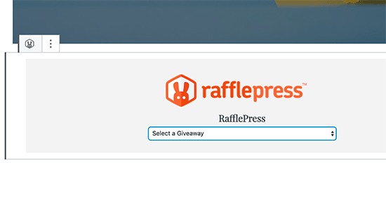 RafflePress-Blockeinstellungen
