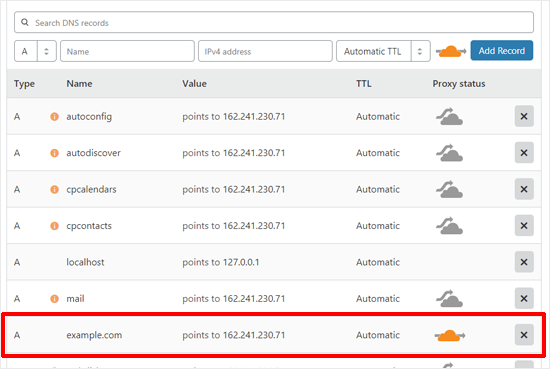 Проверка записей DNS для настройки Cloudflare
