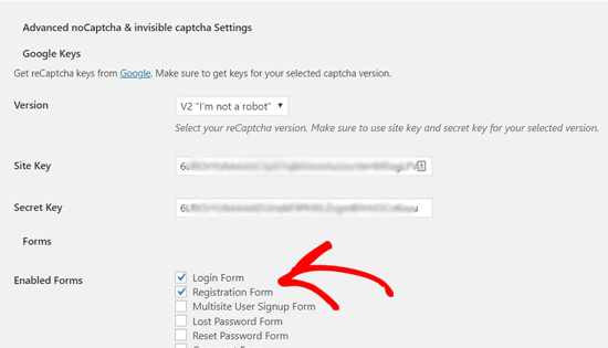 Включите reCAPTCHA для формы входа и регистрации WordPress по умолчанию