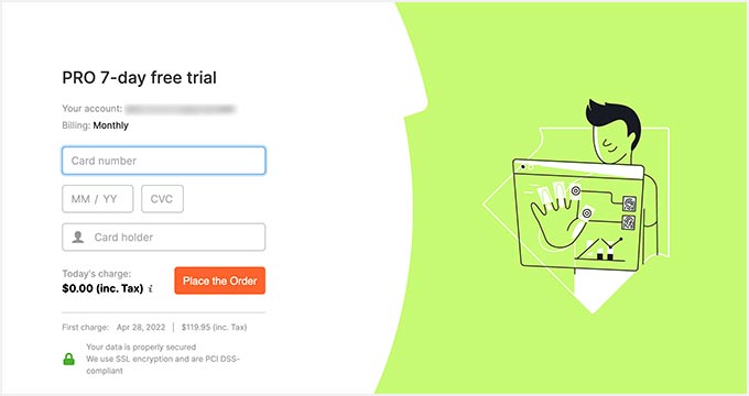 Add your billing details to take advantage of the Semrush discount offer