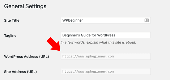 WordPress Address URL Greyed Out