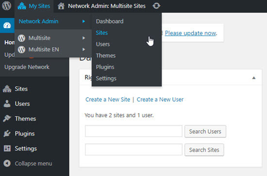 Network admin settings