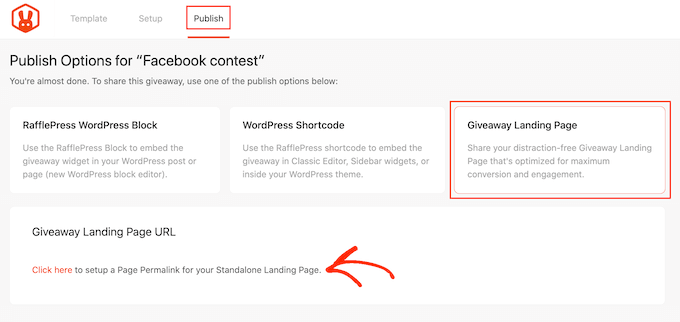 Publishing your Facebook contest as a landing page