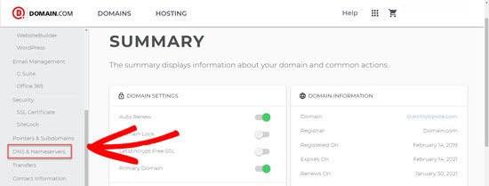 DNS and NAMESERVERS on Domain