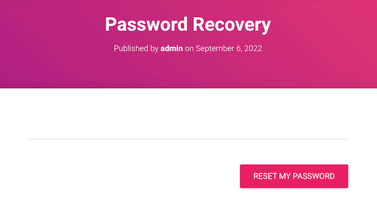 Страница восстановления пароля для форума WordPress