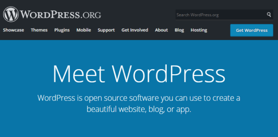 La prima pagina di WordPress.org