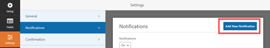 Adding a new notification in WPForms Adding a new notification in WPForms