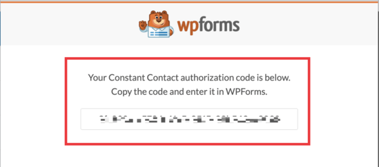 Codice di autorizzazione WPForm