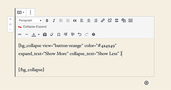 Shortcode inside the post editor
