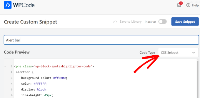 Enter CSS code in WPCode