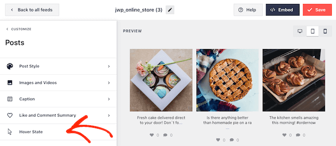 Adding a hover state to a shoppable Instagram feed