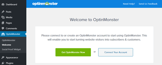 Collegamento del tuo account OptinMonster a WordPress
