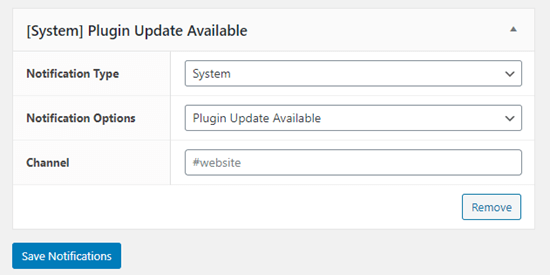 Impostazione di una notifica Slack per quando è disponibile un aggiornamento del plug-in