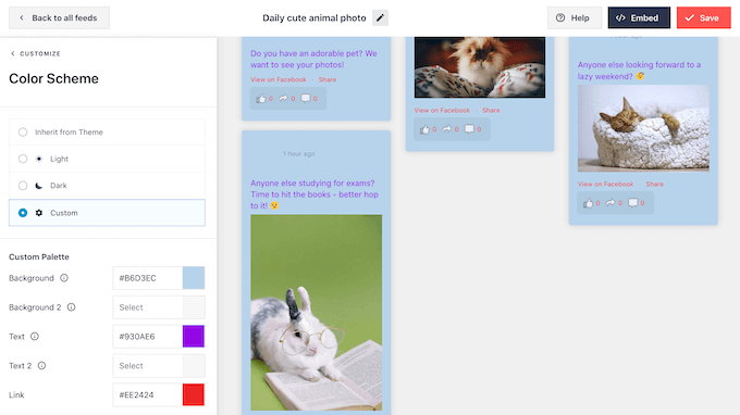 Adding a custom color scheme to a social media layout