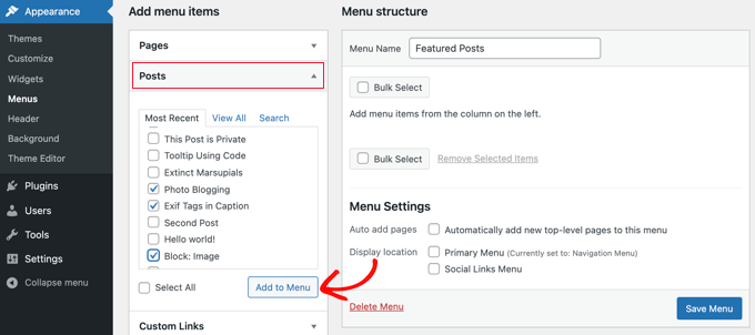Select Posts You Want to Feature